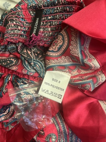 Hot Pink Satin Paisley Strappy Sequin Sze Small Camisole Babydoll Summer Y2K Top - Picture 3 of 18