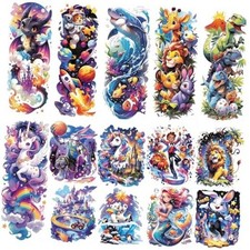 Full Arm Kids Temporary Tattoos, Sleeve Animal Tattoo pattern C