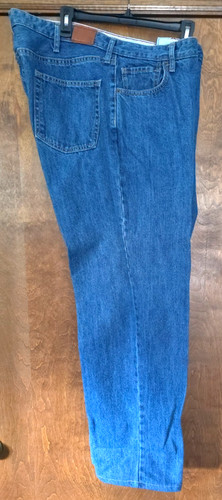 LANDS END Denim Jeans Mens 40x32 Blue Medium Wash Relaxed Fit higher waist pant