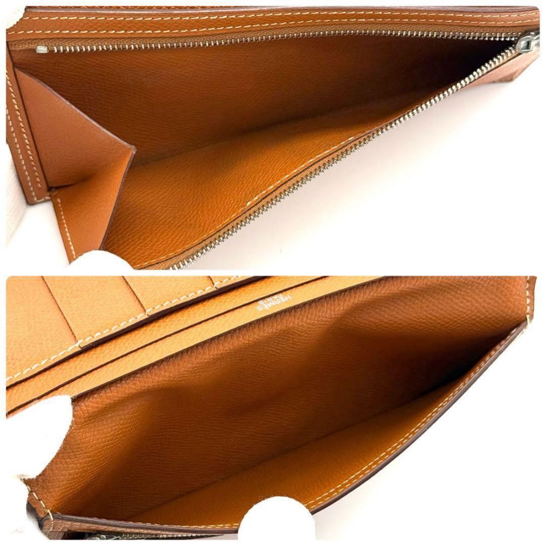Hermes BeAn Classic Wallet Leather Brown Slim Long Wallet Zipper Pocket thumbnail 7