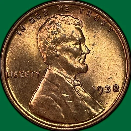 1938 Lincoln Wheat Cent Brilliant Uncirculated BU Coin #37633