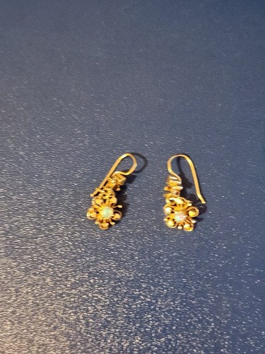 14K Yellow Gold Opal Earrings 3.1g - Picture 2 of 5