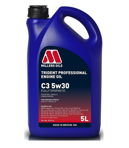 MILLERS TRIDENT PROFESSIONAL LONGLIFE C3 5W30 FULLY SYNTHETIC ENGINE OIL 5L 5999 - Picture 2 of 8