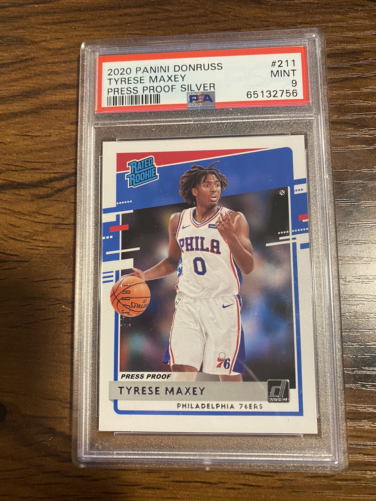 2020-21 Donruss Press Proof Silver Tyrese Maxey Rated Rookie PSA 9 Mint RC /349