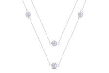 Sterling Silver Simulated Diamond Station Adjust Table Necklace