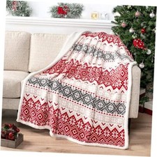 Premium Christmas Sherpa Throw Blanket  50 x 60 Inches Holiday-snowflake
