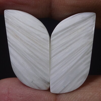 23.00Ct Cabochon 100%  Natural White Scolecite Pair Reiki Healing Loose Gemstone