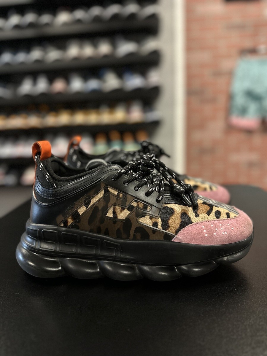 Size 42EU/9US Versace Chain Reaction Leopard Print $1350 Retail