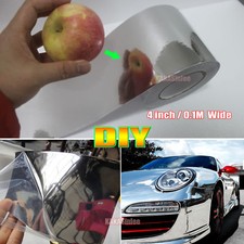 4inch Wide Adhesive Glossy Mirror Chrome Vinyl Wrap Car Sticker Strip Silver Ab 4inch Wide Adhesive Glossy Mirror Chrome Vinyl Wrap Car Sticker Strip Silver Ab