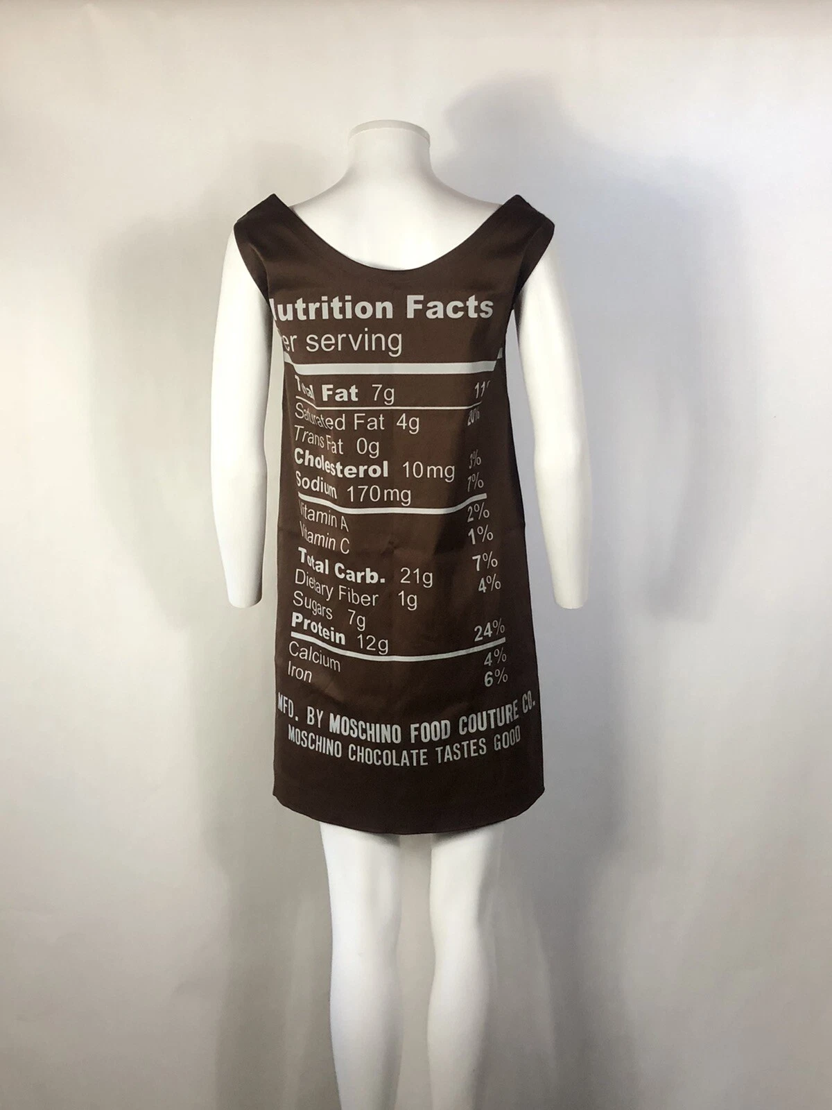 Abito vintage Moschino di Jeremy Scott stampa barretta di cioccolato XS