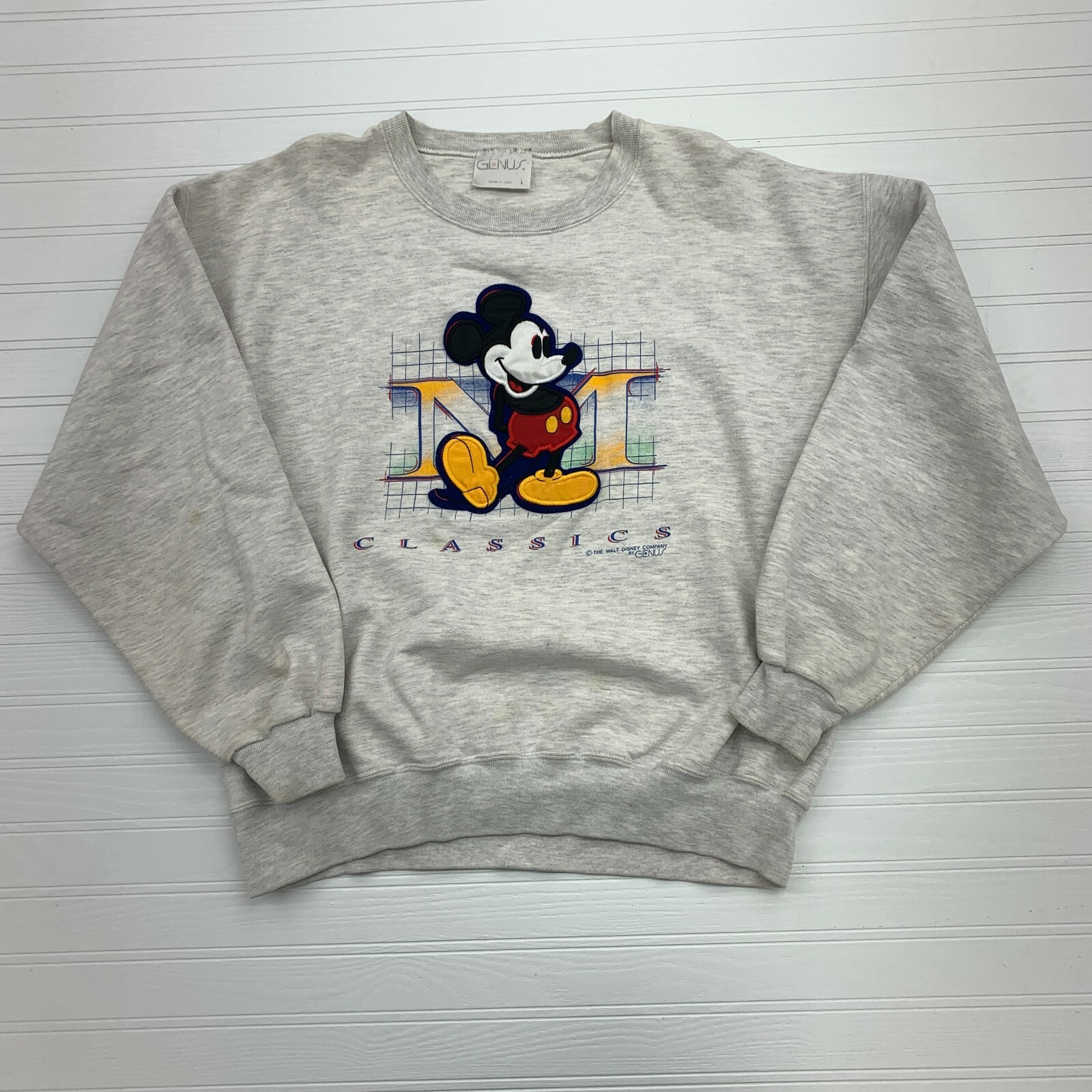Vintage Genus Gray Mickey Mouse Classics Embroidered Sweatshirt Adult Size  L | eBay
