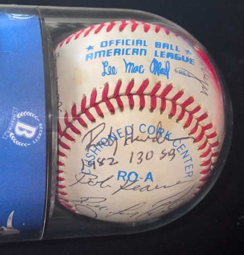 1982 A's "Rickey Henderson 130 SB MLB Record Season" Signed Baseball BAS Beckett - Picture 2 of 20