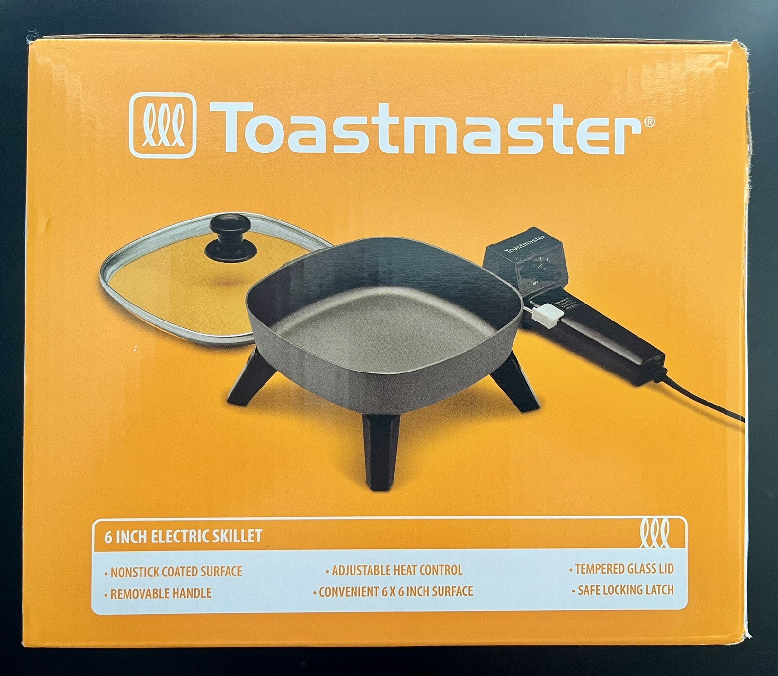 TOASTMASTER 6" ELECTRIC SKILLET TEMPERED GLASS LID NONSTICK PORTABLE TM