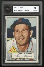 1952 TOPPS BASEBALL ~ #196 ~ SOLLY HEMUS ~ ST. LOUIS CARDINALS ~ KSA 8