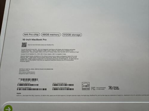 Nuovo Apple MacBook Pro 16" M4 Chip 14C/20C - 48GB RAM 512GB SSD - NERO - SIGILLATO - Foto 4 di 4