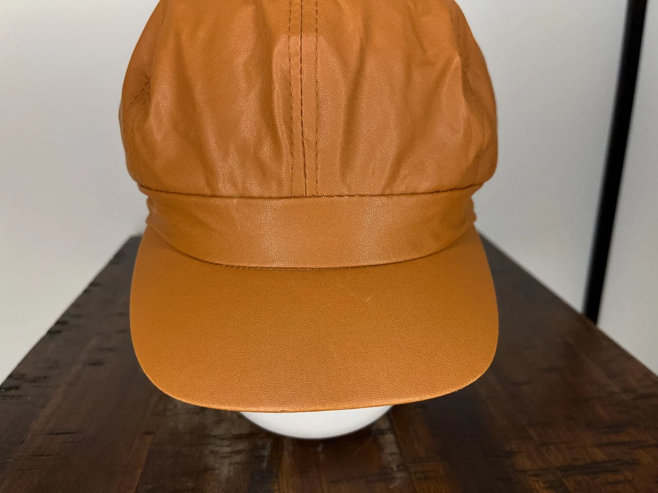 Gorra boina ajustada adulto talla única marrón clásico aspecto francés imitación cuero años 80 Foto 3 de 4