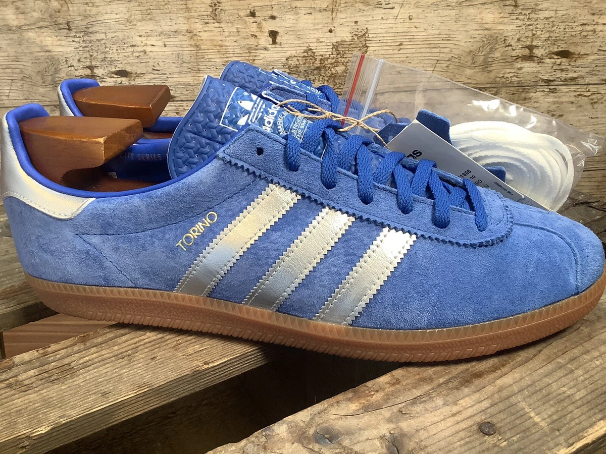 UK10 Adidas Torino Blue Suede / Silver / Gum Trainers City Series | eBay