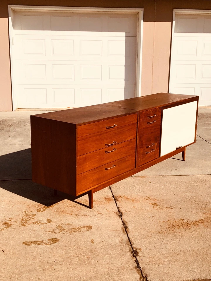 Jens Risom Eight-Drawer Walnut Credenza Mid Century Modern With Tambour Door  - Image 3 of 4