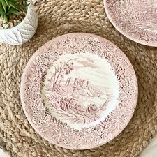 EIT Vintage Red & White Salad Plates Set of 2 RusticTable Decor OC2161
