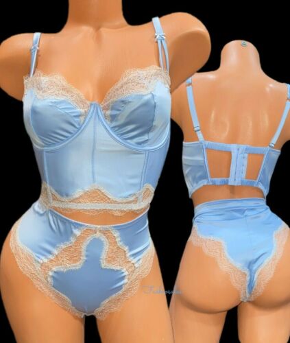 Victorias Secret Dream Angels Set Balconette Bra & Brazilian Panty Light Blue - Picture 1 of 3