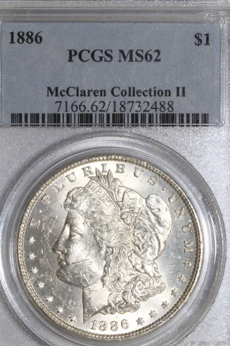 1886-P Morgan Silver Dollar McClaren Collection II Grades PCGS MS 62 (48732488)