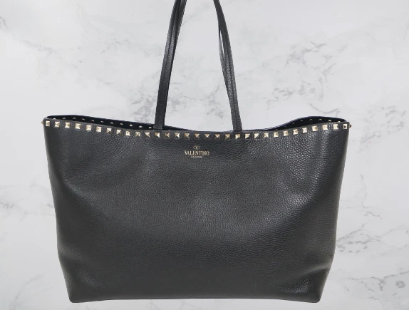 Valentino Garavani Black Medium Rockstud Tote