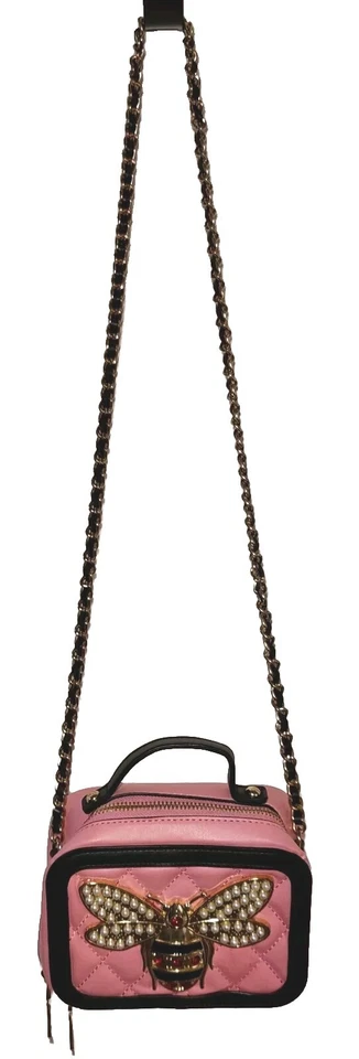 Cartera Bumblebee Bee Correa para el Hombro Chloe K Rosa Negro Etiqueta con Mango Nueva York Foto 4 de 4
