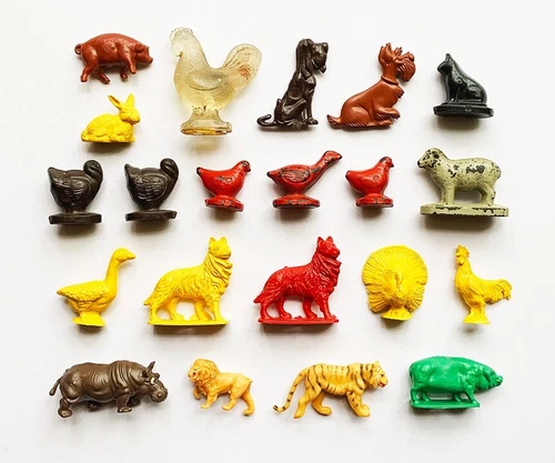 Vintage 1940s, 50s, 60s, Small Toy Animal Lot! Marx, dog, pig, duck, rooster...