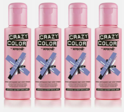 4x Crazy Color Semi Permanent Haarfarbe Flieder - 100ml