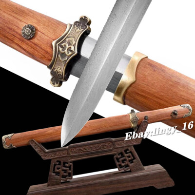 Brass Fittings Chinese Dagger Jian Folded Steel Sharp Tang Saber Short Dao Sword