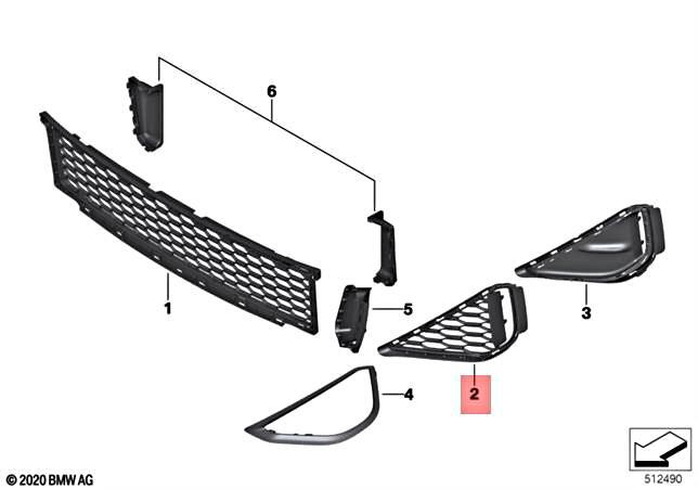 Genuine BMW X2 Series F39 M Front Bumper Lateral Grill Left N/s 