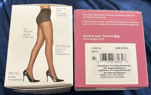 2 Leggs Silken Mist Ultra Sheer Control Top Pantyhose Size Q+ Sun Beige 2 In Ea - Picture 2 of 3