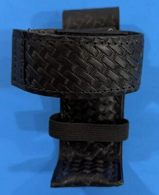 BOSTON LEATHER DELUXE ADJUSTABLE UNIVERSAL RADIO HOLDER BASKET WEAVE W/ SWIVEL