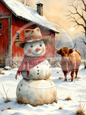 Snowman Cowboy | A4 Rice Paper | Paper for Decoupage | Decoupage Central