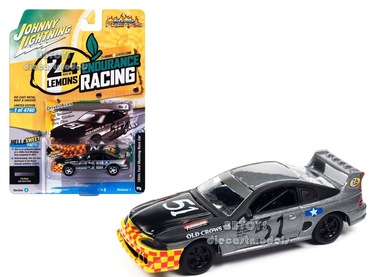 JOHNNY LIGHTNING 1990 FORD MUSTANG RACE CAR 1/64 GREY