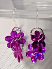 Fuchsia 2 Flower Lightweight Earrings Handmade by Me, Hypoallergenic Hooks