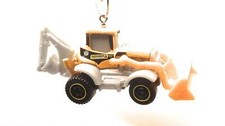 Christmas Ornament for Tractor Backhoe Yellow Gray