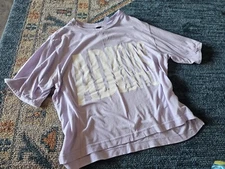 ADIDAS Womens Logo Purple Medium Logo Cropped Short Sleeve Active Top AM