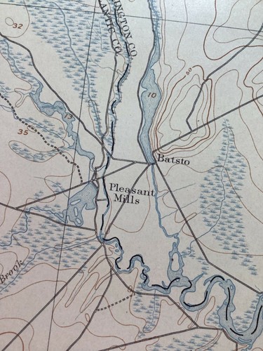 original 1903 USGS map of Mullica, Egg Harbor, Batsto, Woodland Township, NJ - Picture 3 of 12