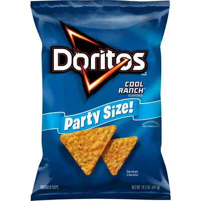 Cool Ranch Flavored Tortilla Chips, Party Size, 14.05 oz Bag (4 Bags)