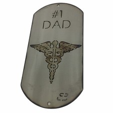 Dog Tag Steel Crazy Iron Art Naval Corpsman Medic 1 Dad Silver 12 Gauge Steel