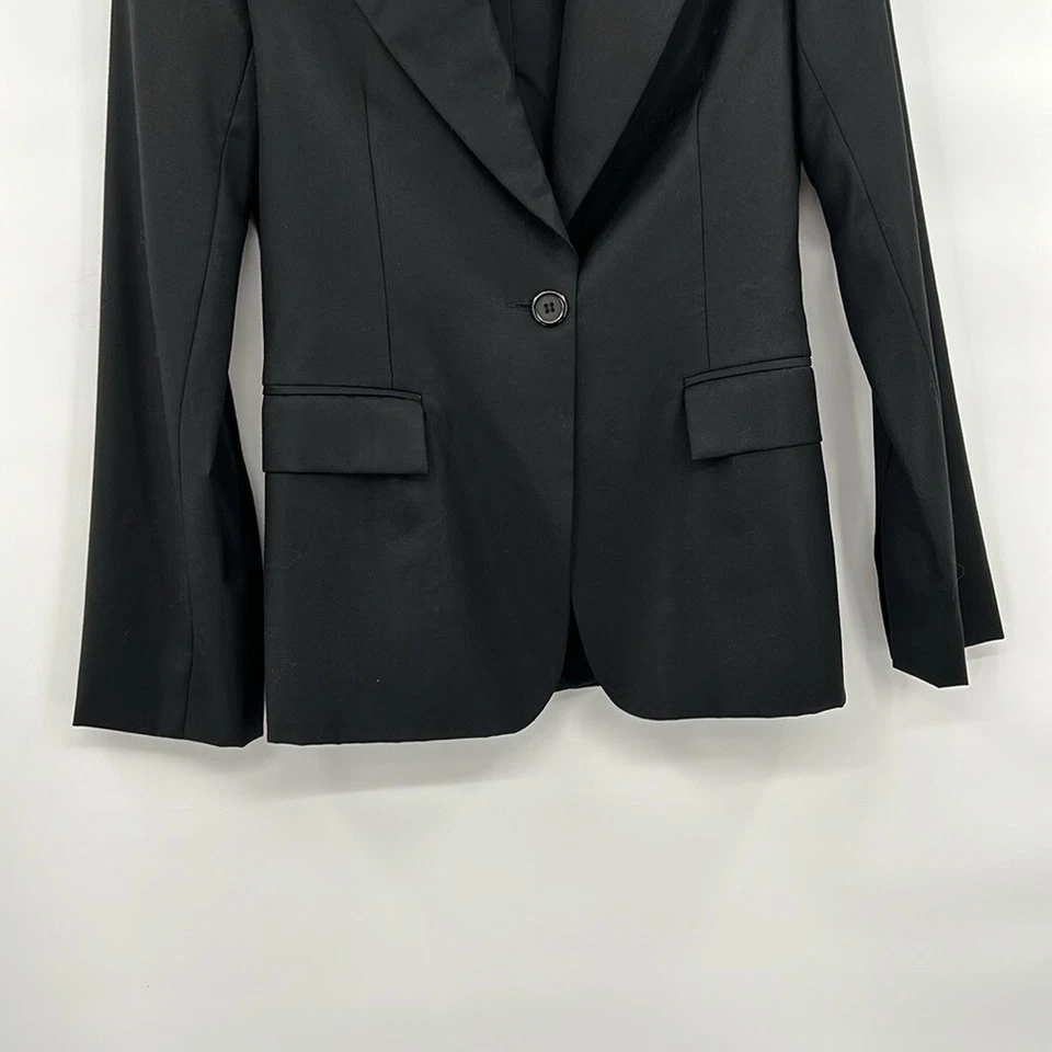 Chaqueta Blazer Club Monaco Mujer Lana Talla 2 Negra Botón Único Foto 4 de 4