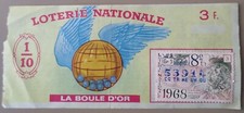Billet de loterie nationale 1970 3 frs La boule d'or je regroupe vos achats