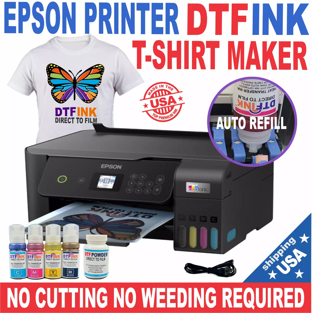 EPSON PRINTER DTF INK HEAT TRANSFER T-SHIRT PRINT CUTTING REQUIRE + START KIT | eBay