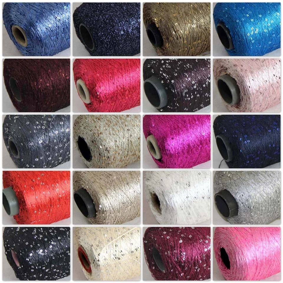 20 Colores 1 Cono de 500g Lentejuelas Brillantes Nylon Encaje Hilo Tejer a Mano Hilo de Ganchillo Foto 2 de 4
