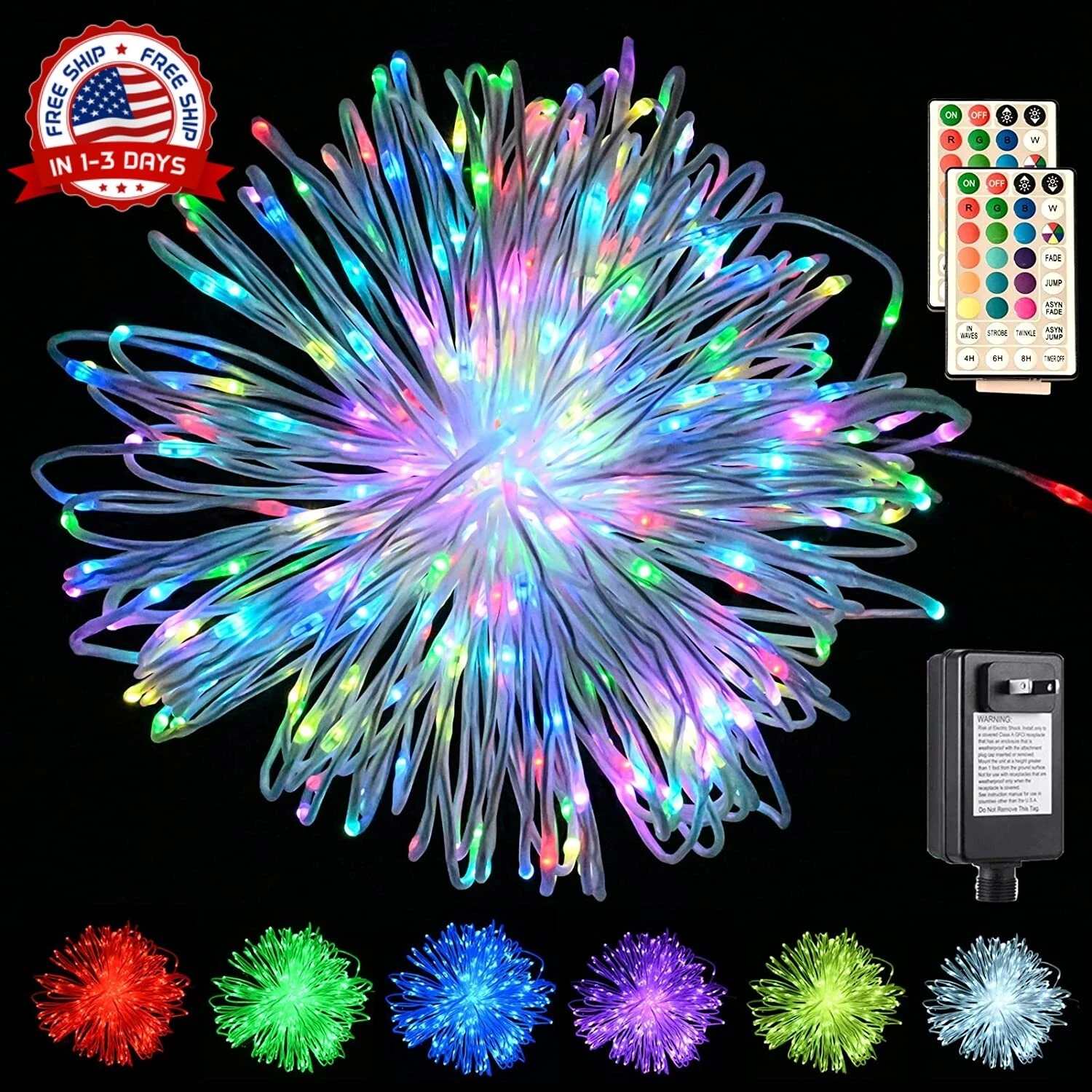 Luces de Cuerda Cambiantes de Color:132 Pies 400 LED para Exteriores con Enchufe