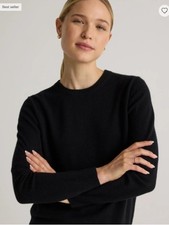 Quince 100 Cashmere Crewneck Sweater in Black Quiet Luxury Size Small