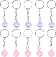 Lucky Dice Keychain Charm, Resin 3D Cube Square Mini Dice Keyrings with Pendants