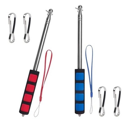 2 PCS 5.24Feet Telescoping Handheld Flagpole with 4 PCS Flag Pole Hooks 