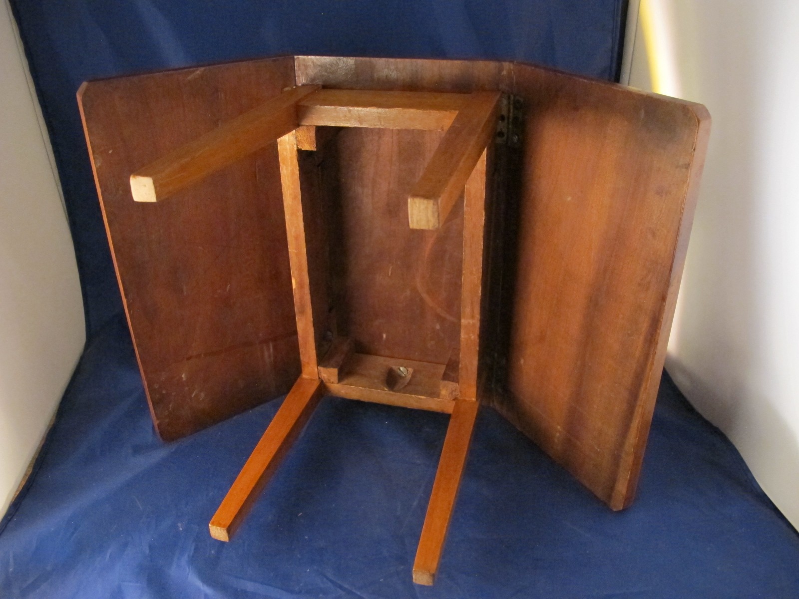 vintage wood salesman sample drop leaf table (folk art ?)